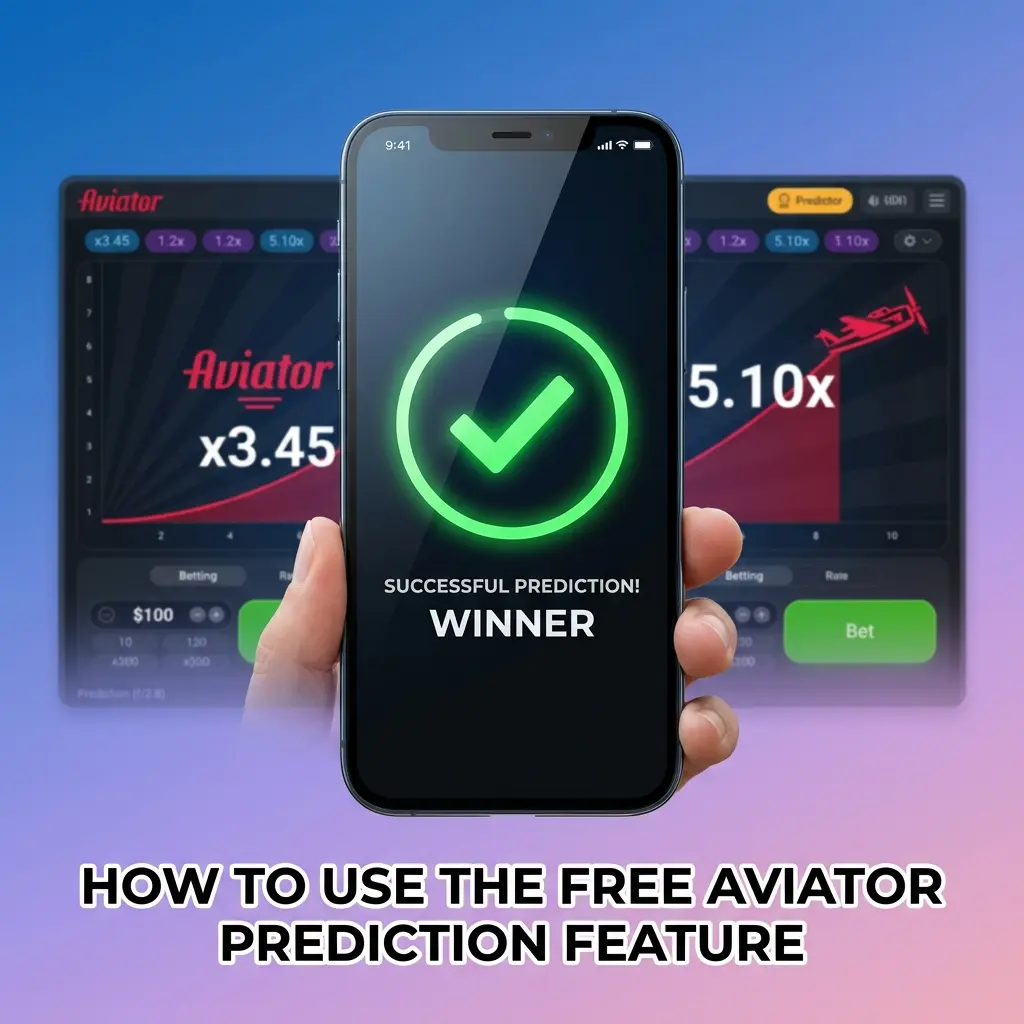Aviator Predictor app showing free trial setup steps with multiplier settings and cash-out parameters on screen